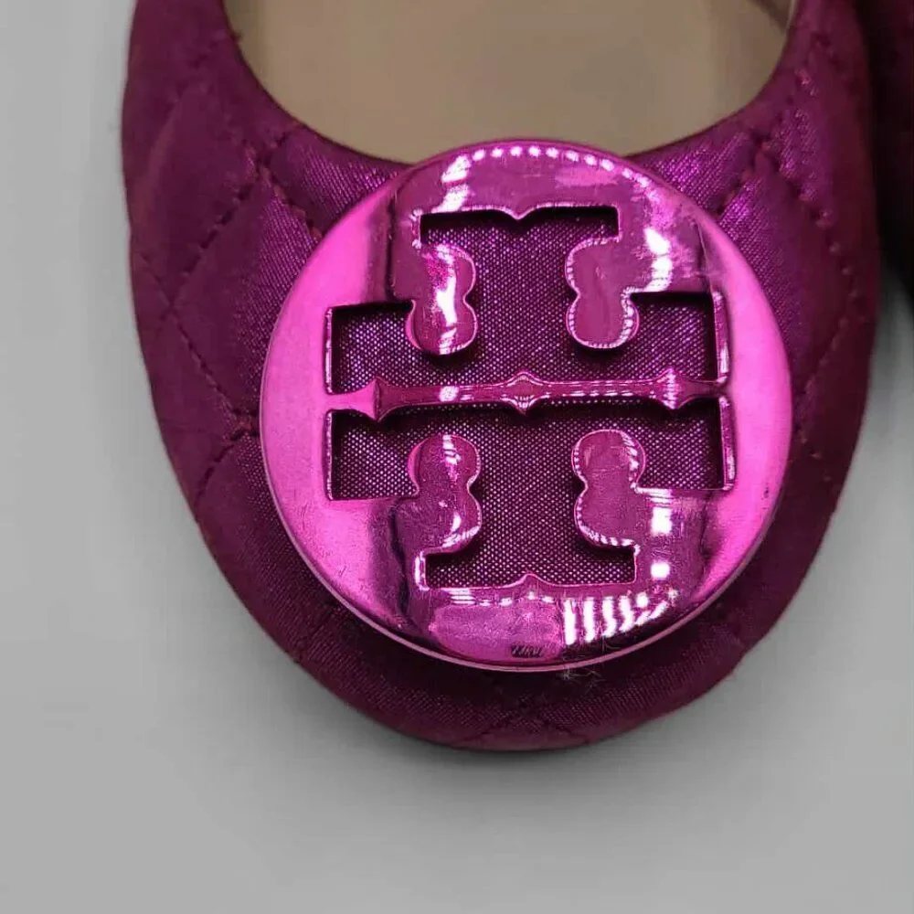 Tory Burch Metallic Fuschia Reva Flats size 7M NEW! NWT!